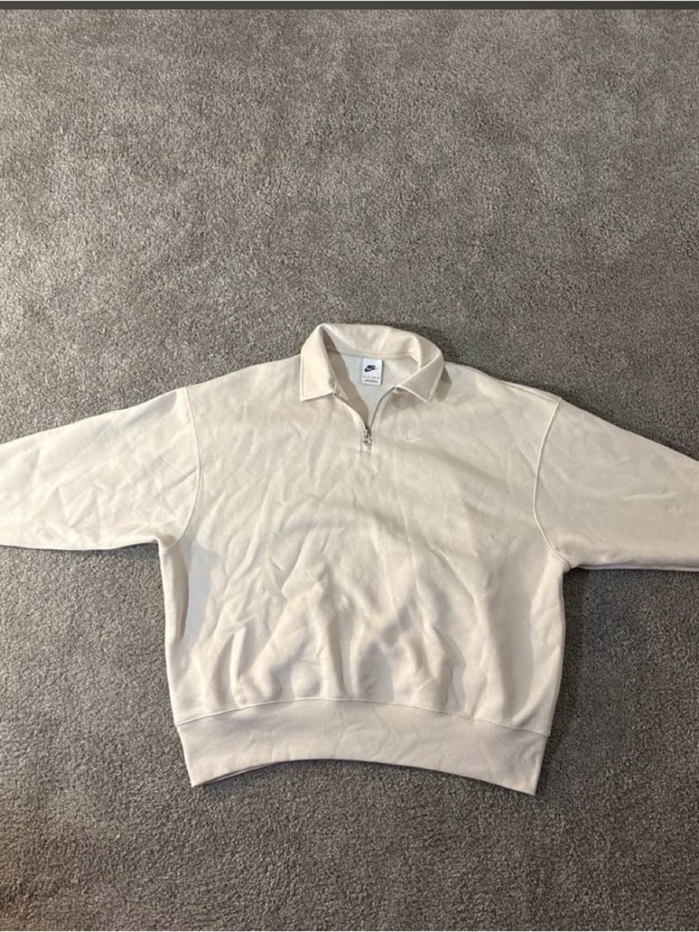 Oversized Nike Sportswear Half-Zip Jacket in Cream